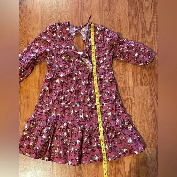 Lush Size Large Floral Ruffle Trimmed Dress Open Tie Back Side Zip Magenta NEW - Picture 11 of 11